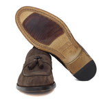 Mocassino in camoscio lavato testa di moro con fondo in cuoio antiscivolo lavato 1063VTES 118  UN ROSSI 