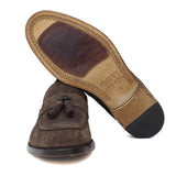 Mocassino in camoscio lavato testa di moro con fondo in cuoio antiscivolo lavato 1063VTES 118  UN ROSSI 