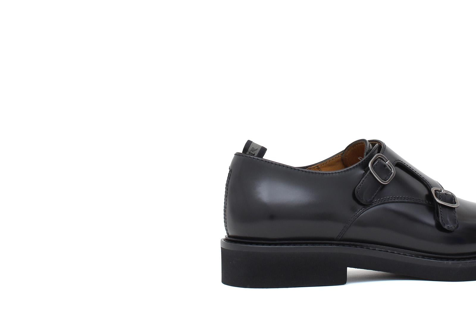 Monkstrap donna in vitello spazzolato nero con fondo in gomma leggera D219GCNE 14 ROSSI 