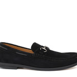 Mocassino tubolare in camoscio nero con fondo in cuoio antiscivolo cucito blake 9660CFLNE 30 ROSSI 