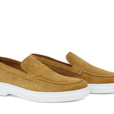 Mocassino in camoscio colore ocra con fondo in gomma leggera 1081SILMOS 1113 ROSSI 