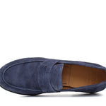 Mocassino in camoscio navy con fondo in gomma cucita 9612GTZAF 375  UN ROSSI 
