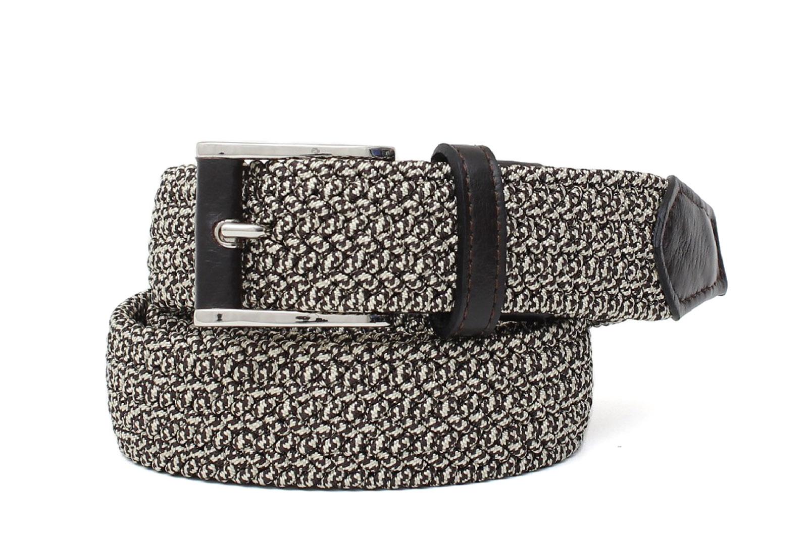 Cintura intrecciata elasticizzata nel colore marrone con fibbia h 35 in nikel F0438NKEPTM 118 ROSSI 