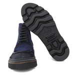 Stivaletto stringato in camoscio ingrassato navy e fondo in gomma leggera 119PRHSBLU 1063 ROSSI 