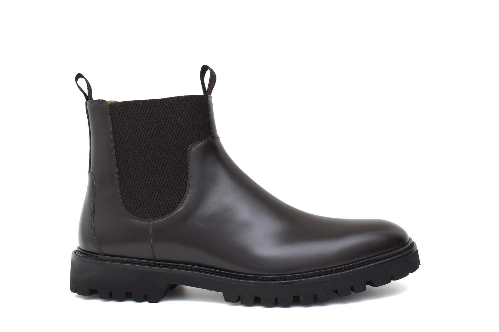 Stivaletto modello beatles in vitello spazzolato semilucido testa di moro con fondo in gomma leggera 457PCALTM 194 ROSSI 