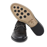 Mocassino con accessorio in vitello spazzolato nero con fondo in cuoio antiscivolo 644MORSCN 20 ROSSI 