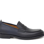 Mocassino in vitello naturale colore blu sfumato con fondo in gomma cucito 1062DIXB 4 ROSSI 