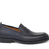 Mocassino in vitello naturale colore blu sfumato con fondo in gomma cucito 1062DIXB 4 ROSSI 