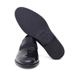 Mocassino in vernice blu scuro con riporto in raso e fondo in cuoio 246VBLU 117 ROSSI 