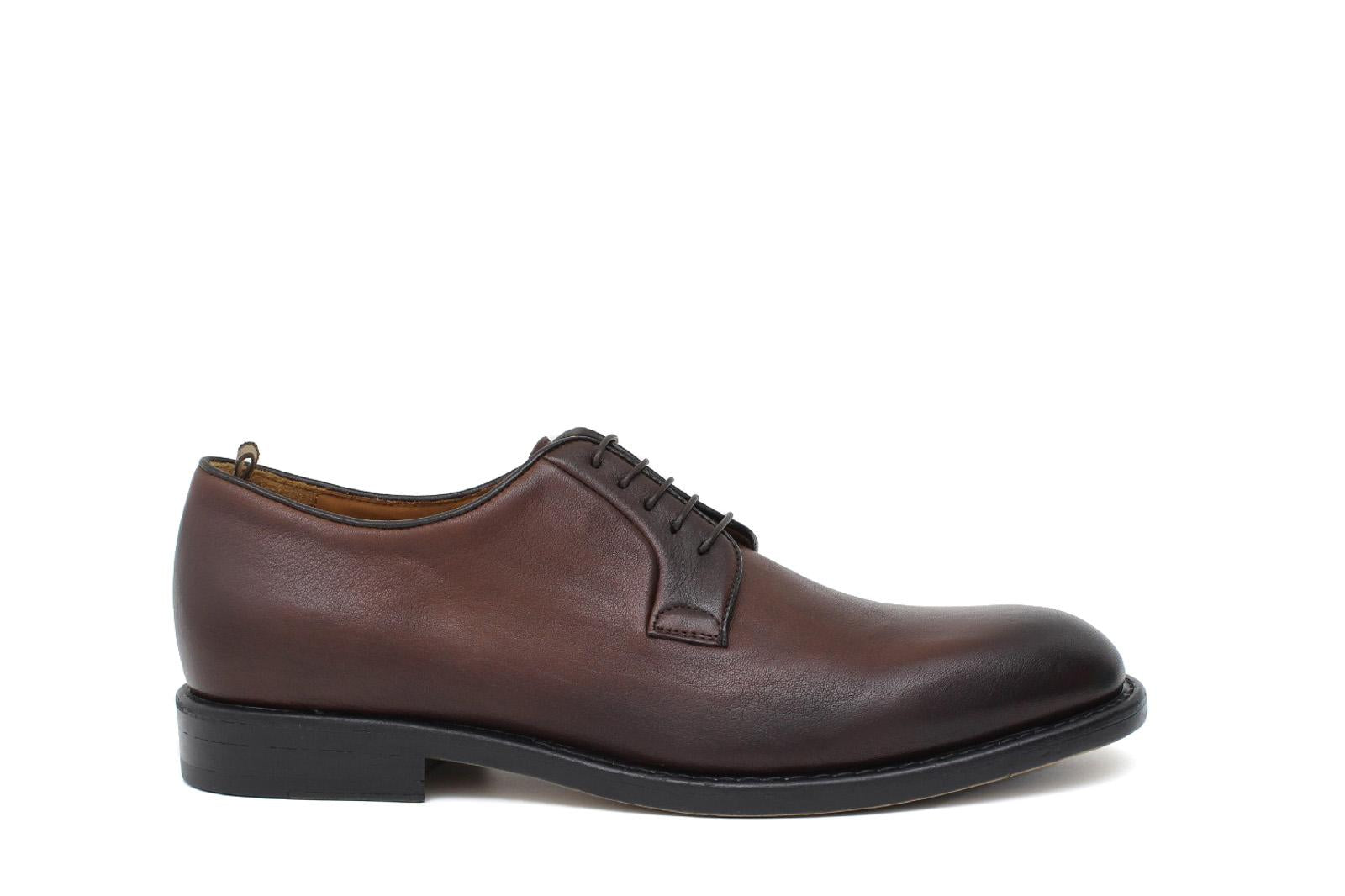 Derby in vitello naturale color marrone sfumato e fondo in gomma cucito blake 6403GDIXC 18 ROSSI 
