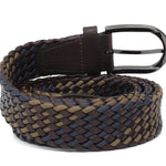Cinta h 35 intreccio combinato in pelle e corda nel colore testa di moro, blu e camel con fibbia in nikel satinato F0311CFSPRICTB 60 ROSSI 