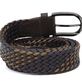 Cinta h 35 intreccio combinato in pelle e corda nel colore testa di moro, blu e camel con fibbia in nikel satinato F0311CFSPRICTB 60 ROSSI 