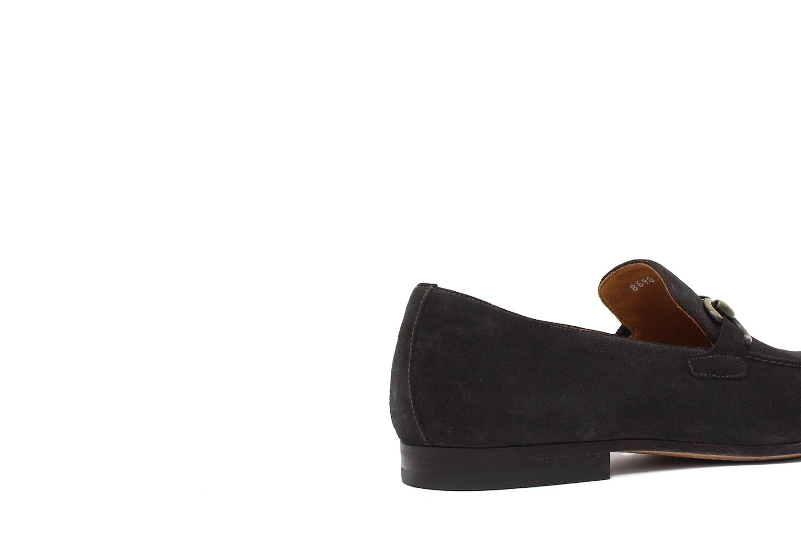 Mocassino con accessorio lavorazione sacchetto intero in camoscio t. moro e fondo cuoio con inserto cucito 8690CFPE 1041 ROSSI 