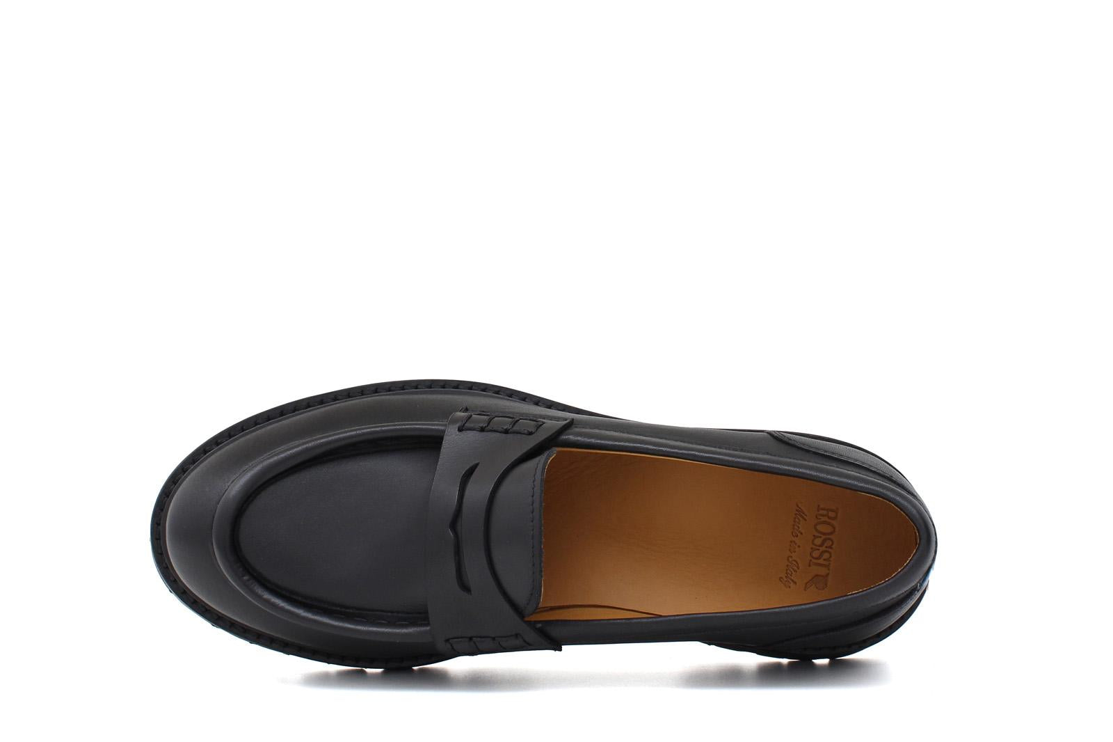 Mocassino donna stile ingegnere in vitello naturale nero e fondo in gomma leggera D212VANE 9 ROSSI 