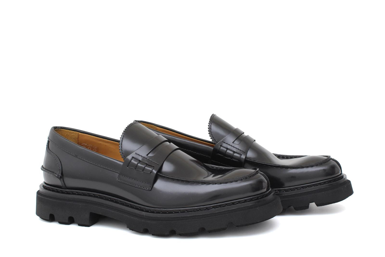 Mocassino College  in vitello spazzolato  nero e fondo in gomma leggera 5316RCALN 314 ROSSI 