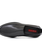 Mocassino vitello spazzolato nero  e fondo in cuoio 6835TNER 46 ROSSI 