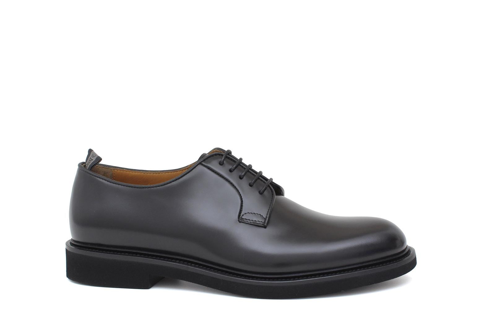 Derby liscio in vitello spazzolato nero con fondo in gomma leggera 6403GCALNE 1122 ROSSI 