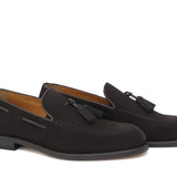Mocassino con nappine in camoscio testa di moro e fondo cuoio antiscivolo 7393CCRIM 42 ROSSI 