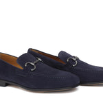 Mocassino con accessorio a sacchetto intero in camoscio blu con fondo cuoio antiscivolo 269FLOBLU 367 ROSSI 