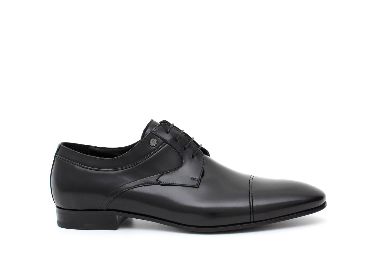 Derby con puntalino in vitello spazzolato nero con fondo cuoio stampato 3520SVN 405 ROSSI 