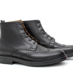 Polacchino stringato stile inglese in vitello nero e fondo in gomma 8109PSNER 142 ROSSI 