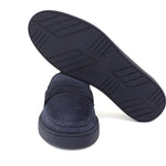 Slip-on in camoscio blu con fondo in gomma cucito 645FBLU 56 ROSSI 