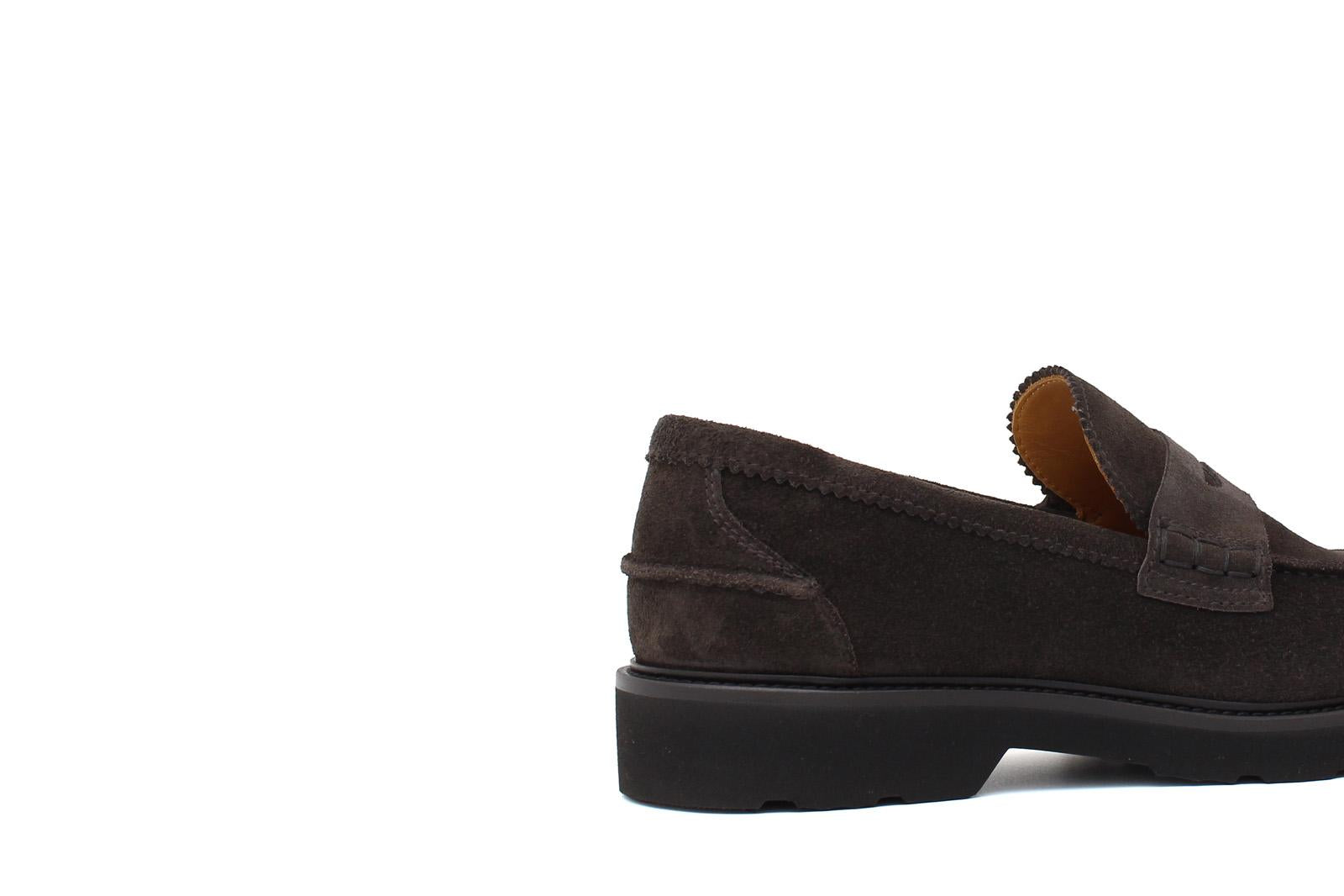 Mocassino college in suede testa di moro con fondo in gomma leggera 1552HSMO 190 ROSSI 