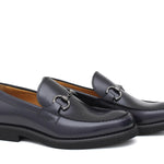 Mocassino College stile inglese in vitello spazzolato blu e fondo in gomma leggera 9150CALB 37 ROSSI 