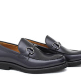 Mocassino College stile inglese in vitello spazzolato blu e fondo in gomma leggera 9150CALB 37 ROSSI 
