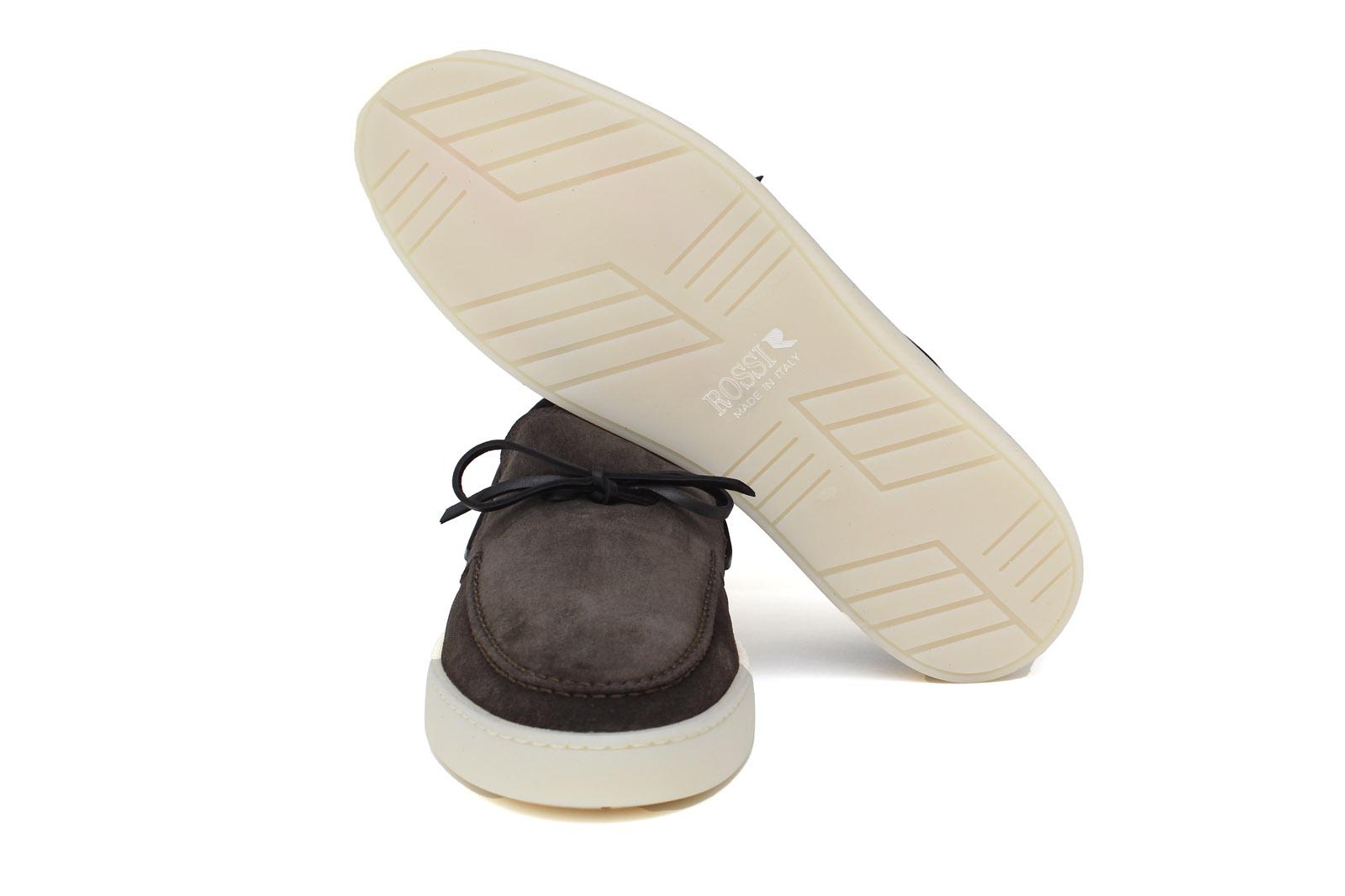 Slip-on con laccio in pelle  in camoscio marrone e fondo in gomma cucito 649FLOC 1133 ROSSI 