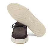 Slip-on con laccio in pelle  in camoscio marrone e fondo in gomma cucito 649FLOC 1133 ROSSI 