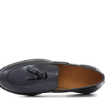 Mocassino sfoderato con mappine in vitello spazzolato blu con fondo in gomma leggera 7637CHBLU 52 ROSSI 