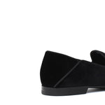 Pantofola  in velluto nero con fondo cuoio antiscivolo 225LDNE 279 ROSSI 