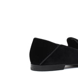 Pantofola  in velluto nero con fondo cuoio antiscivolo 225LDNE 279 ROSSI 