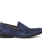 Mocassino in camoscio navy con fondo in gomma cucita 9612GTZAF 375  UN ROSSI 