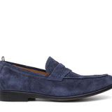 Mocassino in camoscio navy con fondo in gomma cucita 9612GTZAF 375  UN ROSSI 