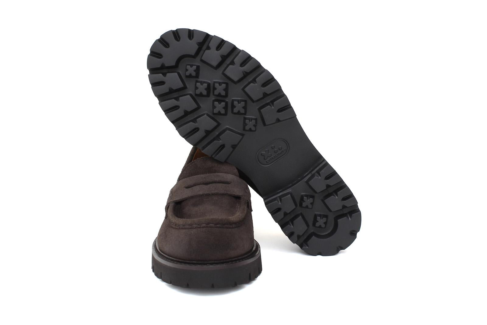 Mocassino donna stile ingegnere in suede testa di moro e fondo in gomma leggera D212HSMOD 11 ROSSI 