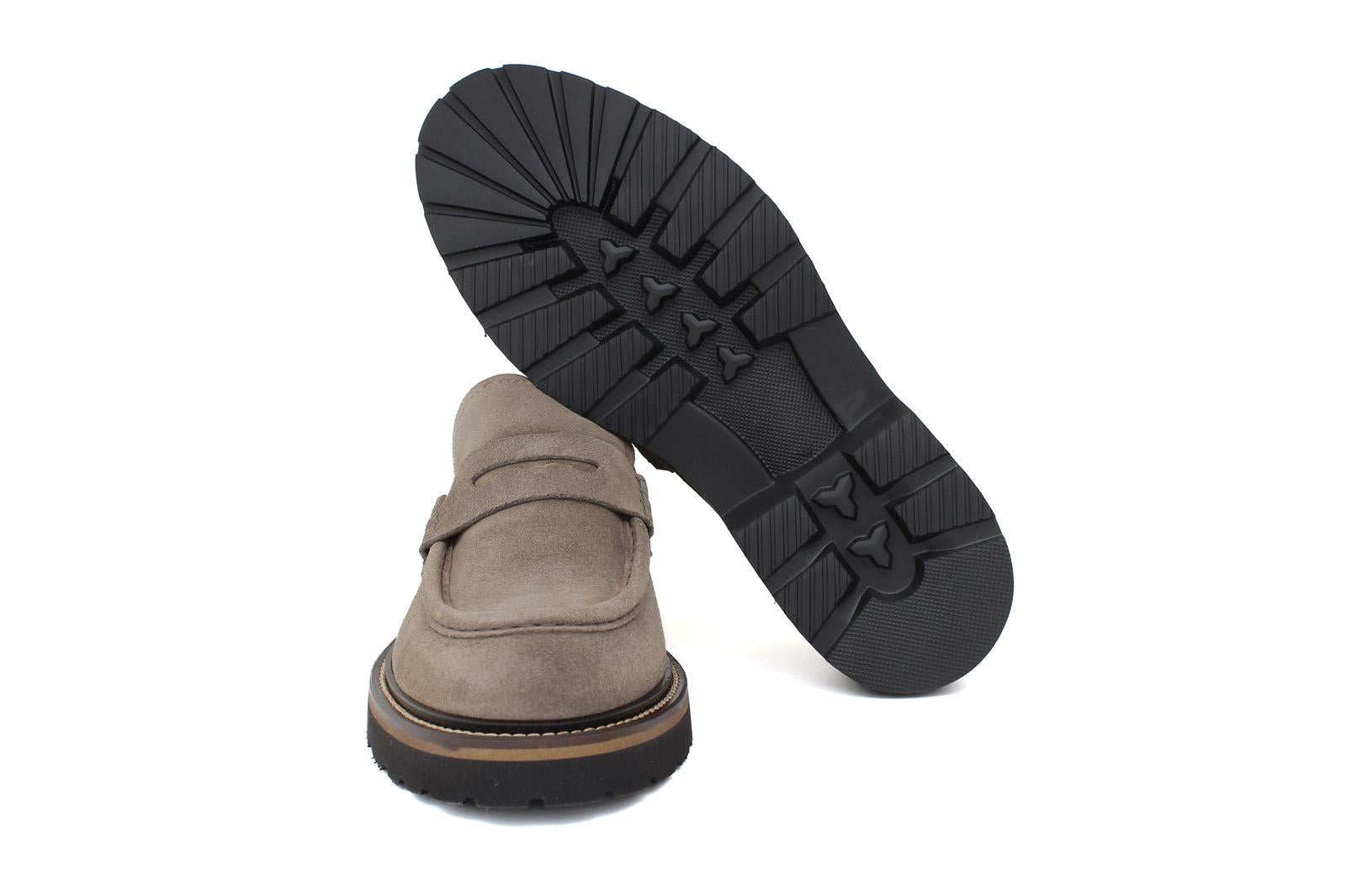 Mocassino stile ingegnere in suede sabbia e fondo gomma leggera 1223CHSBIS 1146 ROSSI 