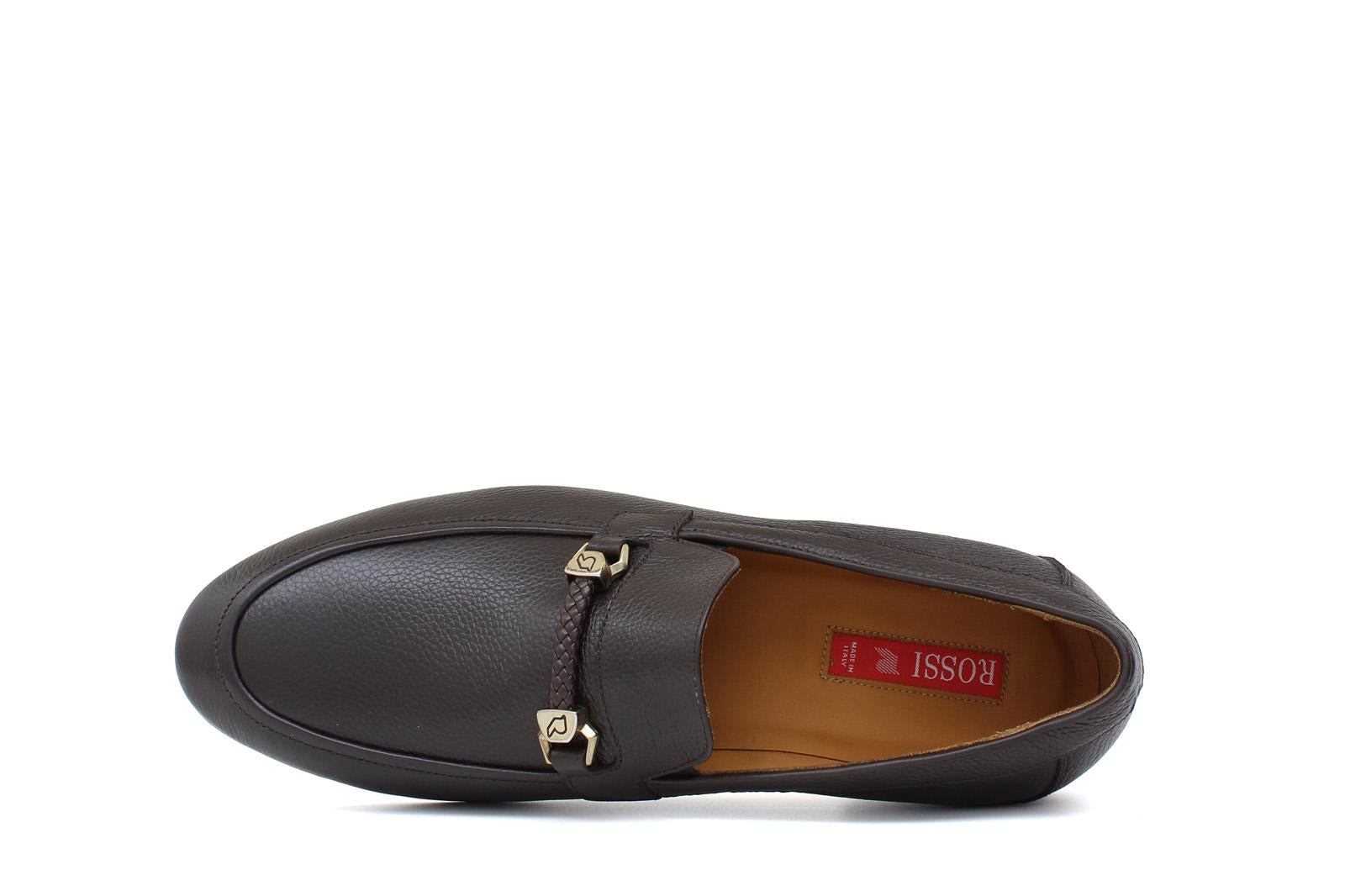 Mocassino in vitello dollaro testa di moro con fondo in cuoio antiscivolo 679WILTM 1137 ROSSI 