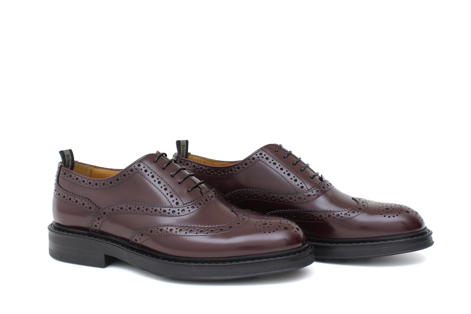 Derby donna stile inglese in vitello spazzolato prugna e fondo in gomma cucito D216GCPBO 20 ROSSI 