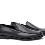 Mocassino in vitello spazzolato blu scuro e fondo in cuoio 6835TIBLU 262 ROSSI 