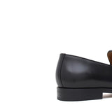 Mocassino con accessorio in vitello spazzolato nero con fondo in cuoio antiscivolo 644MORSCN 20 ROSSI 