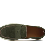 Slip on in camoscio traforata verdone con fondo in gomma 1055FLOG 160 ROSSI 