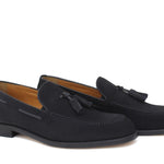 Mocassino con nappine in camoscio blu e fondo cuoio antiscivolo 7393CCRIB 211 ROSSI 