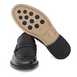 Mocassino college in vitello spazzolato sfoderato nero con fondo cuoio antiscivolo 1417CHEN 433 ROSSI 