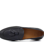 Mocassino con mappine a sacchetto intero in vitello naturale blu con fondo cuoio antiscivolo cucito 8683MADBLU 1029 ROSSI 