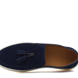 Slip-on con nappine in camoscio navy e fondo in gomma cucito 622CAFO 354  UN ROSSI 