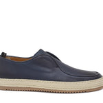 Slip on in vitello naturale blu  sfumato con fondo in gomma intrecciato 1093DBLU 17 ROSSI 