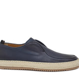 Slip on in vitello naturale blu  sfumato con fondo in gomma intrecciato 1093DBLU 17 ROSSI 