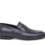 Mocassino in vitello spazzolato navy con fondo in cuoio 1464TBN 71 ROSSI 